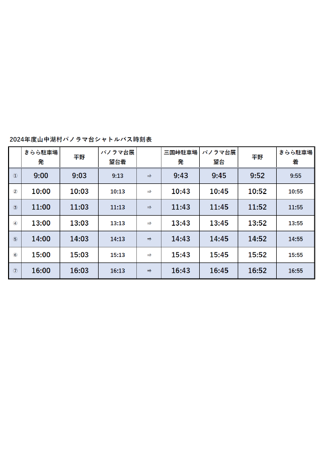 山中湖パノラマ台シャトルバス時刻表-0