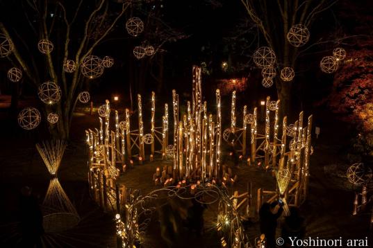山中湖夕焼けの渚 紅葉まつり「竹あかり」-2